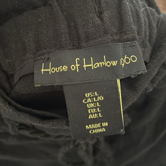 HOUSE OF HARLOW 1960  - short paperbag linen blend high waist black size large - Picture 5 of 6